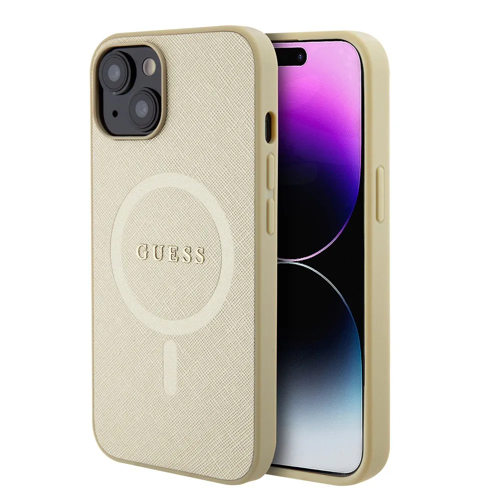 Maska za iPhone 15 6.1 bez (GUHMP15SPSAHMCB) Guess Hc PU Saffiano Magsafe