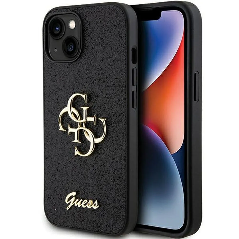 Maska za iPhone 15 6.1 Guess Hc Fixed Glitter 4G Big Metal Logo crna (GUHCP15SHG4SGK)