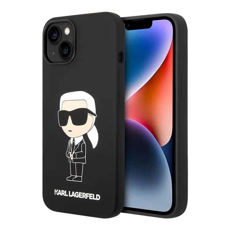 Maska za iPhone 15 6.1 Karl Lagerfeld Hc Silicone NFT Ikonik crna (KLHCP15SSNIKBCK)