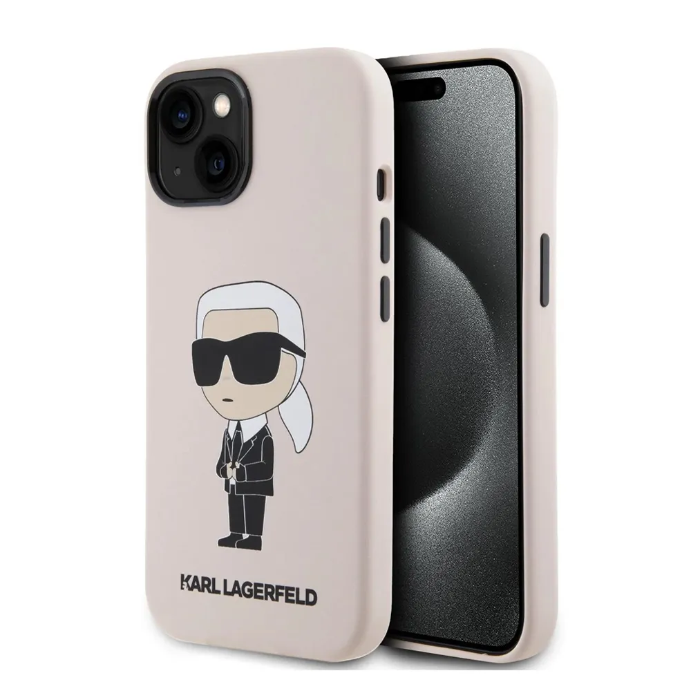 Maska za iPhone 15 6.1 Karl Lagerfeld Hc Silicone NFT Ikonik roze (KLHCP15SSNIKBCP)