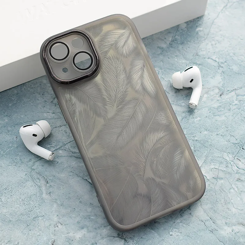 Maska za iPhone 15 Glitter Feather crna