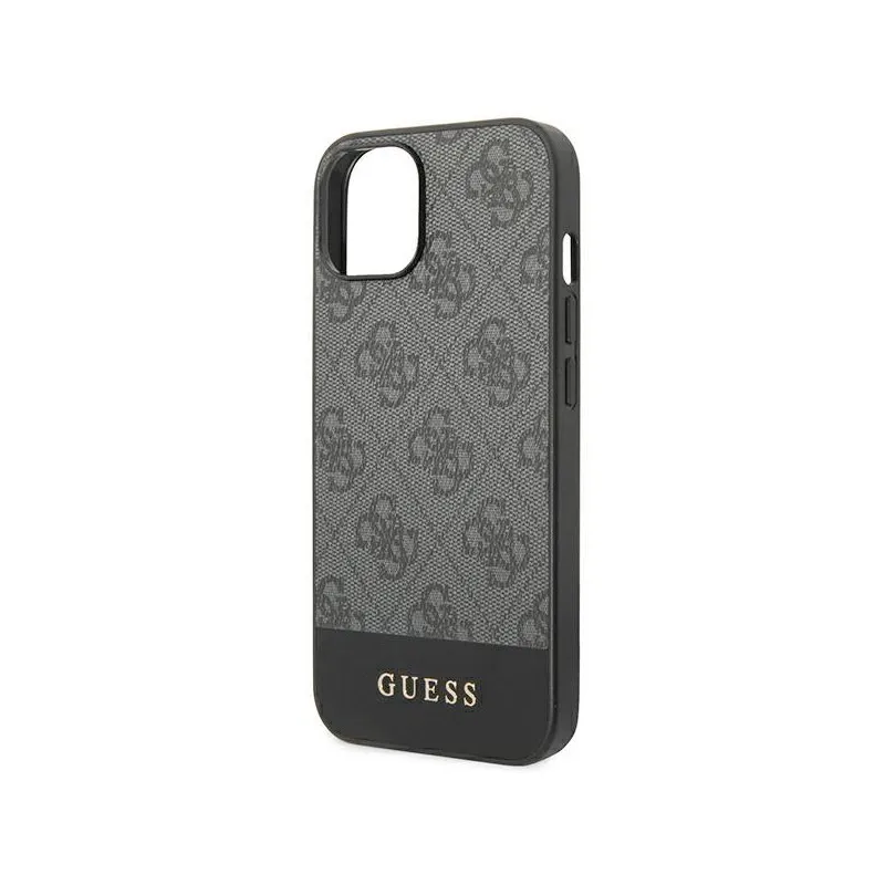 Maska za iPhone 15 Guess Hc PC/TPU 4G Pu Bottom Stripe siva