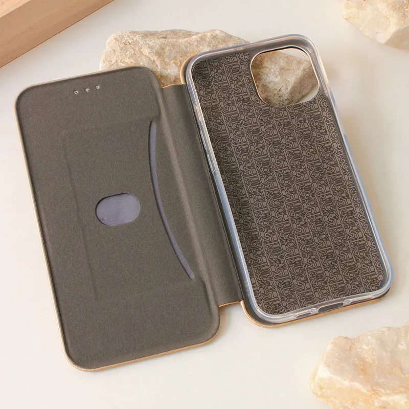 Maska za iPhone 15 na preklop Teracell Flip Premium zlatna
