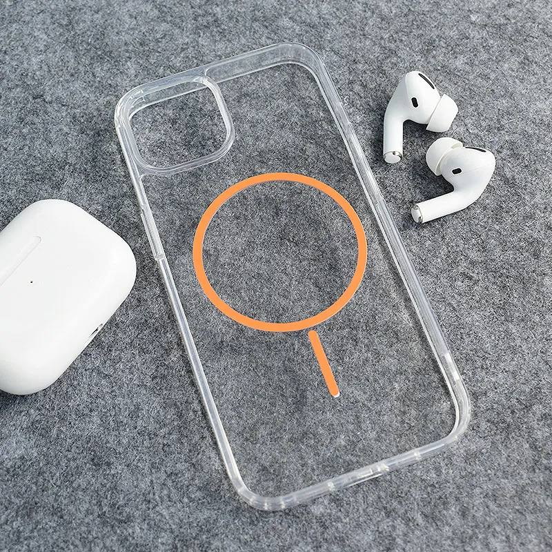 Maska za iPhone 15 narandžasto Mag Case Clear Slim