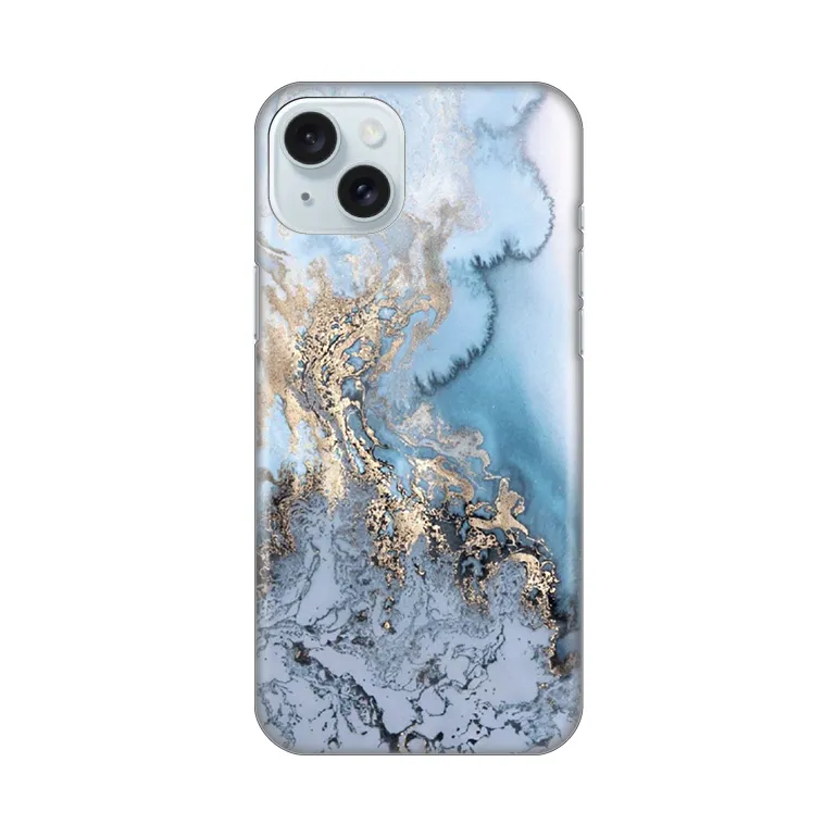 Maska za iPhone 15 Plus 6.7 Blue Gold Marble Silikonska Print