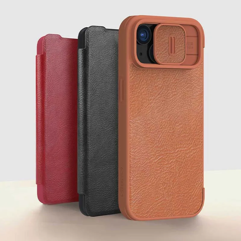 Maska za iPhone 15 Plus na preklop Nillkin Qin Pro crna