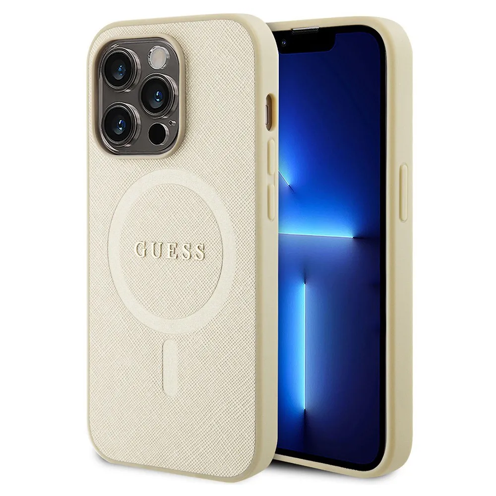 Maska za iPhone 15 Pro 6.1 bez (GUHMP15LPSAHMCB) Guess Hc PU Saffiano Magsafe