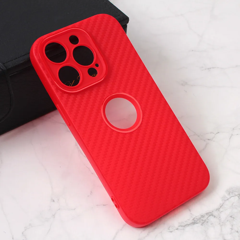 Maska za iPhone 15 Pro 6.1 Carbon Stripe crvena