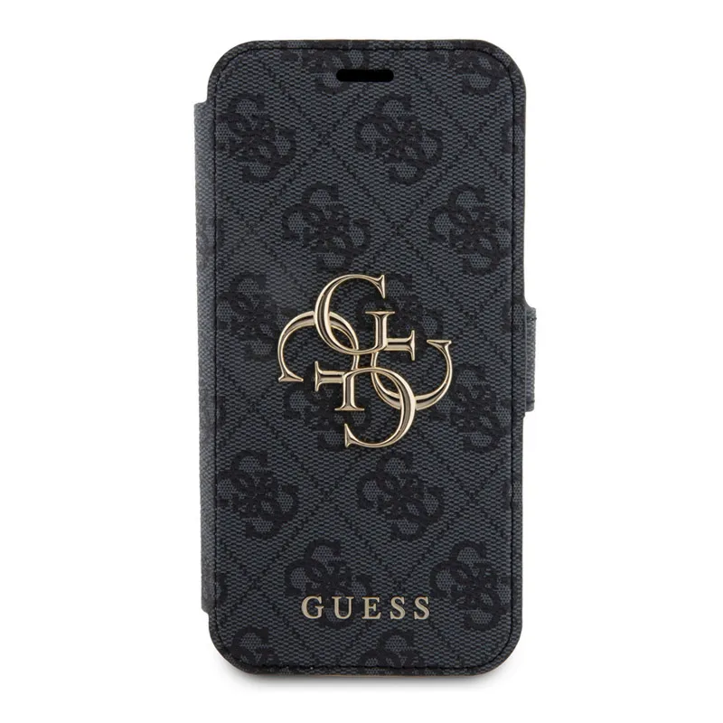 Maska za iPhone 15 Pro 6.1 Guess Bk Pu leather 4G Metal Logo siva (GUBKP15L4GMGGR)