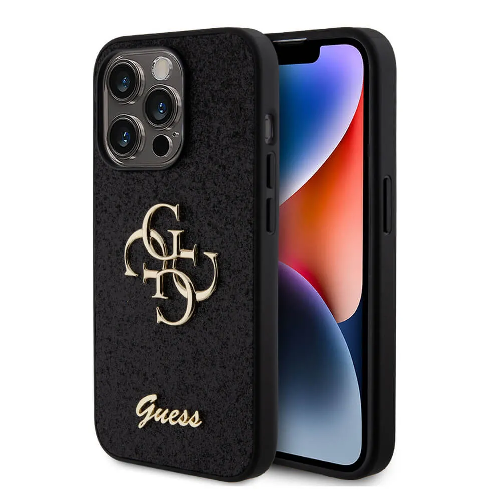 Maska za iPhone 15 Pro 6.1 Guess Hc Fixed Glitter 4G Big Metal Logo crna (GUHCP15LHG4SGK)