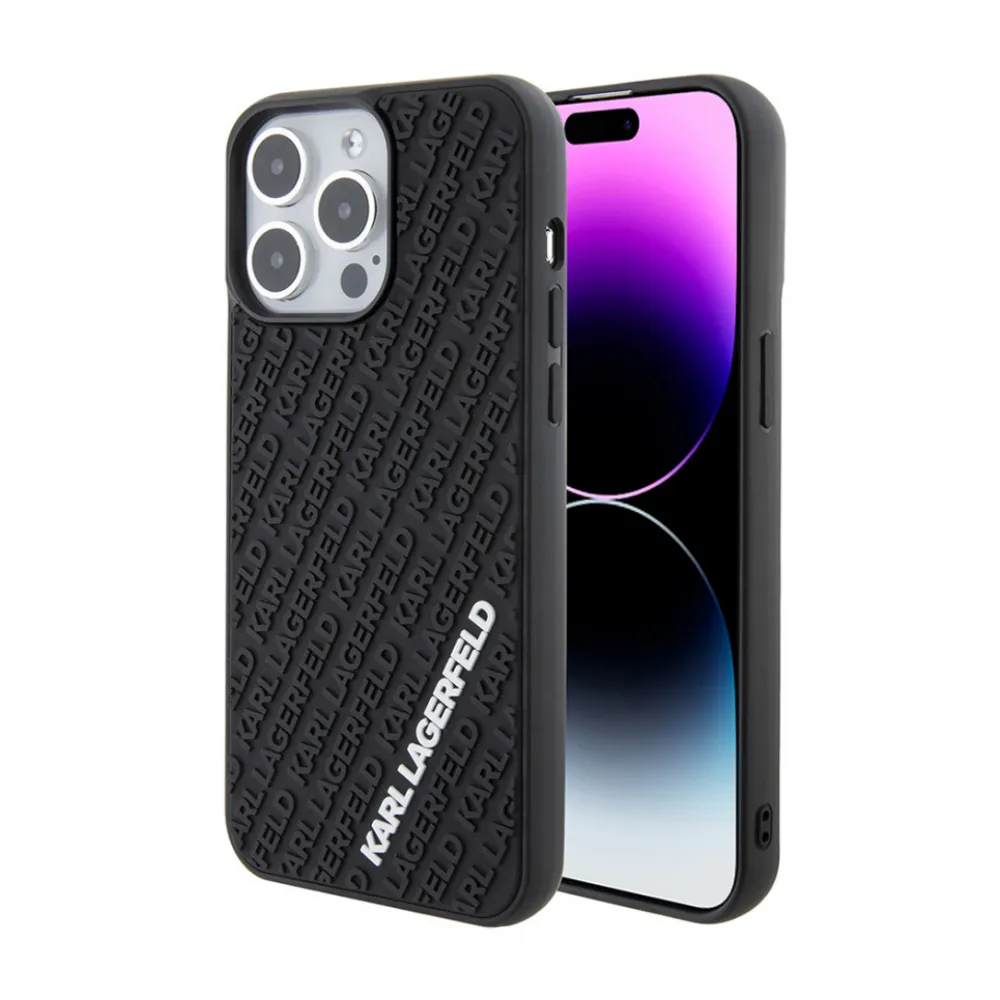Maska za iPhone 15 Pro 6.1 Karl Lagerfeld Hc 3D Multi Logo crna (KLHCP15L3DMKRLK)