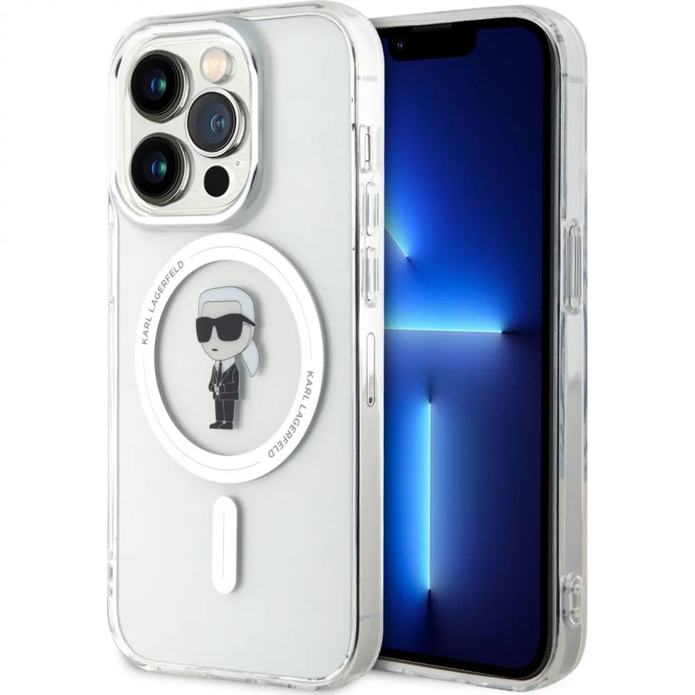Maska za iPhone 15 Pro 6.1 transparent (KLHMP15LHFCKNOT) Karl Lagerfeld Hc Magsafe IML Ikonik