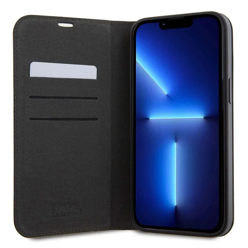 Maska za iPhone 15 Pro Karl Lagerfeld Saffiano BP Nft Karl&Choupette crna