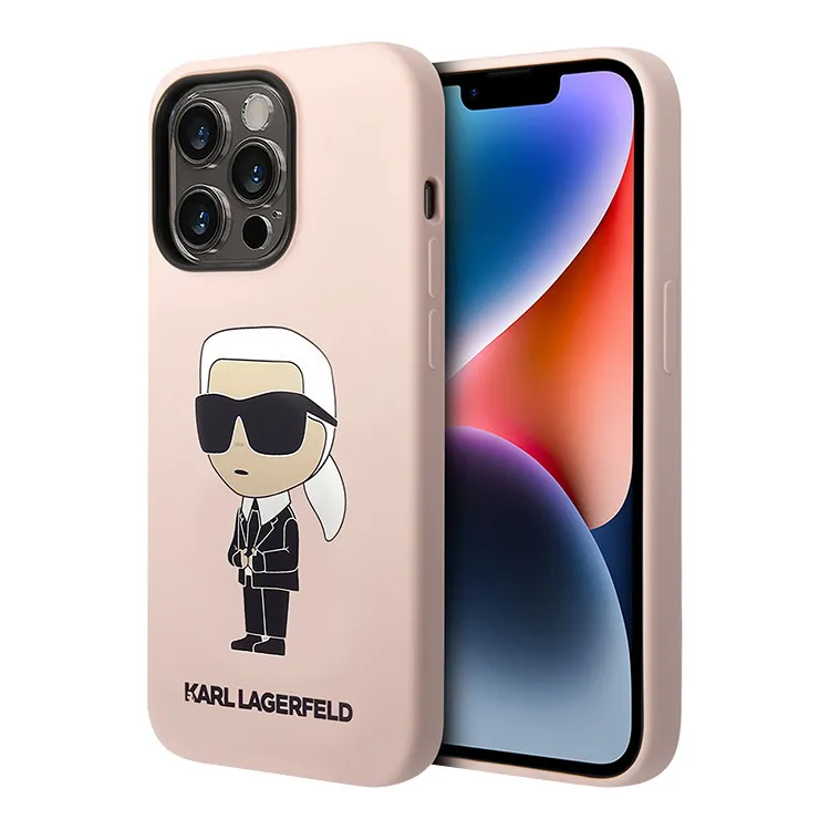 Maska za iPhone 15 Pro Max 6.7 Karl Lagerfeld Hc Silicone NFT Ikonik roze (KLHCP15XSNIKBCP)