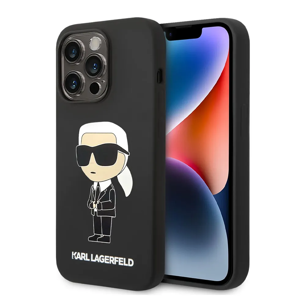 Maska za iPhone 15 Pro Max 6.7 Karl Lagerfeld Hc Silicone NFT Ikonik crna (KLHCP15XSNIKBCK)