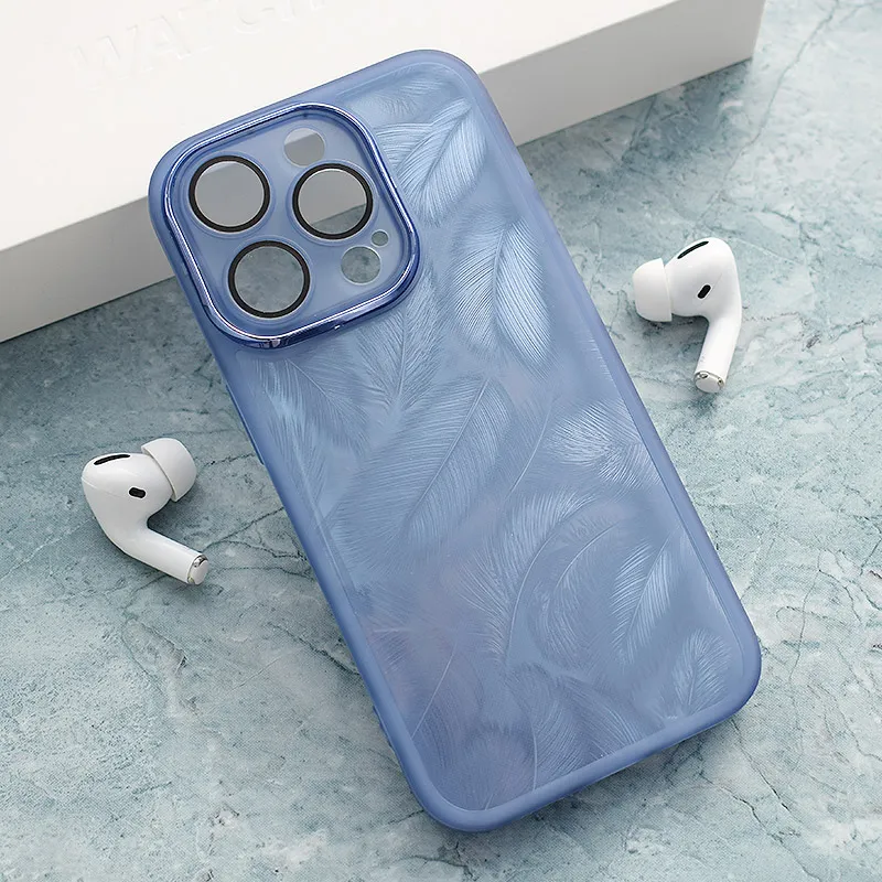 Maska za iPhone 15 Pro Max Glitter Feather plava