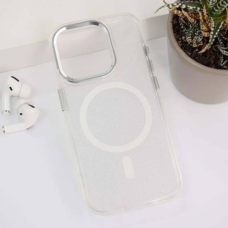 Maska za iPhone 15 Pro Max Mag Case Glitter bela