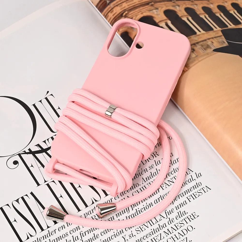Maska za iPhone 16 6.1 Crossbody roze