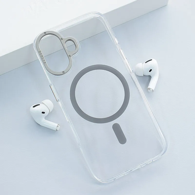 Maska za iPhone 16 Berlia Crystal Armor Magnetic transparent crna