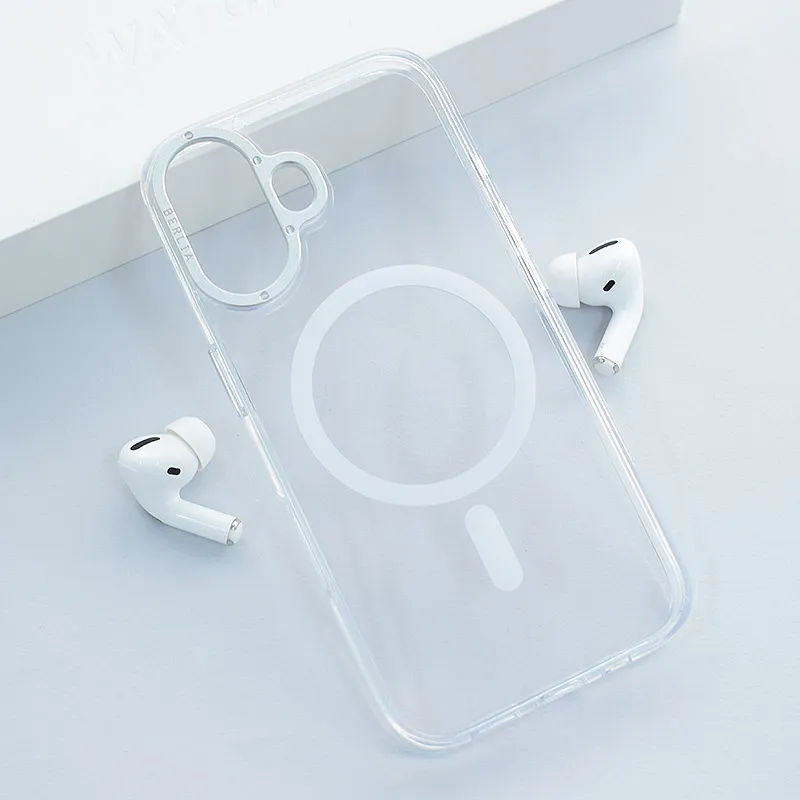 Maska za iPhone 16 Berlia Crystal Armor Magnetic transparent bela