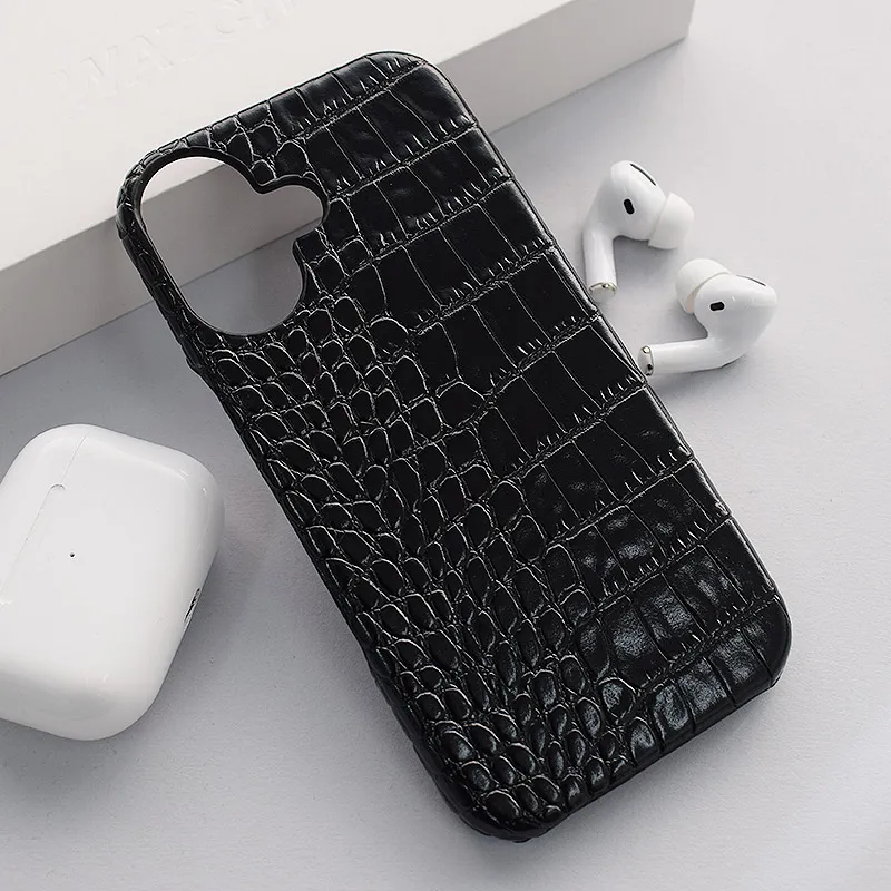 Maska za iPhone 16 Croco Leather crna