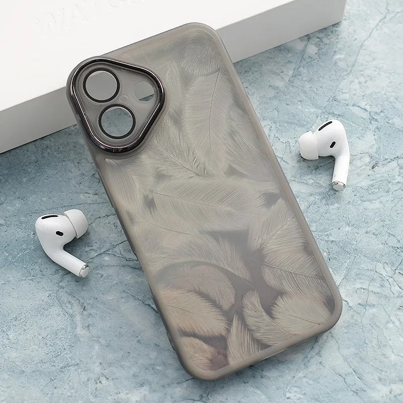 Maska za iPhone 16 Glitter Feather crna