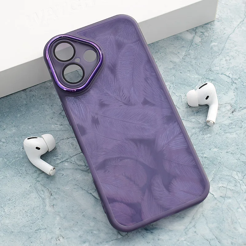 Maska za iPhone 16 Glitter Feather ljubičasta