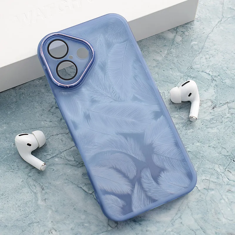 Maska za iPhone 16 Glitter Feather plava