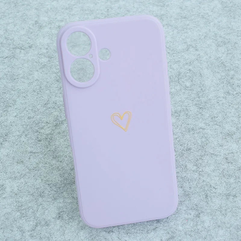Maska za iPhone 16 Golden Heartbeat ljubičasta