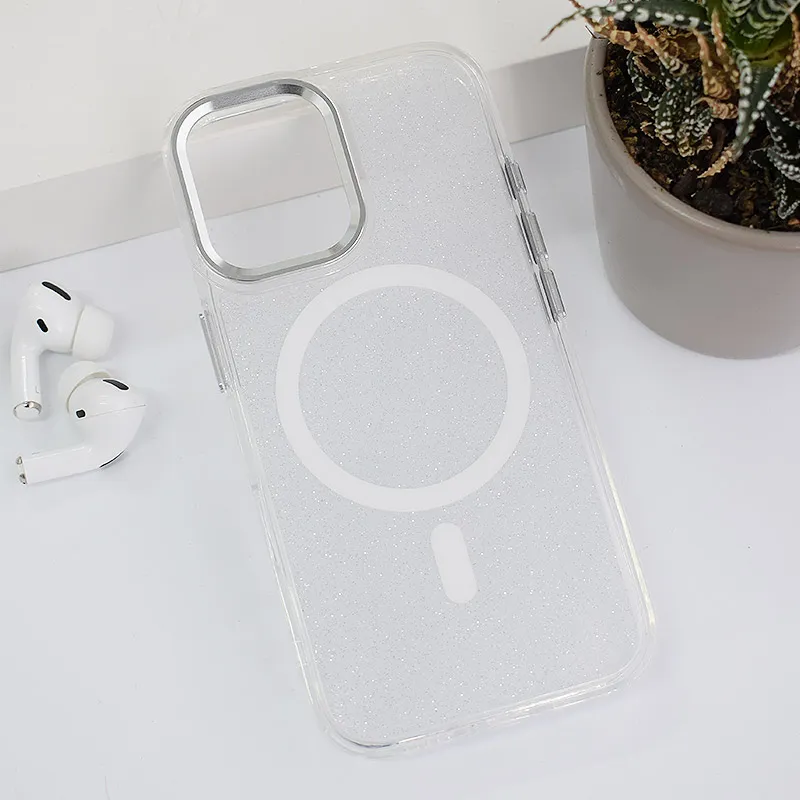 Maska za iPhone 16 Mag Case Glitter bela