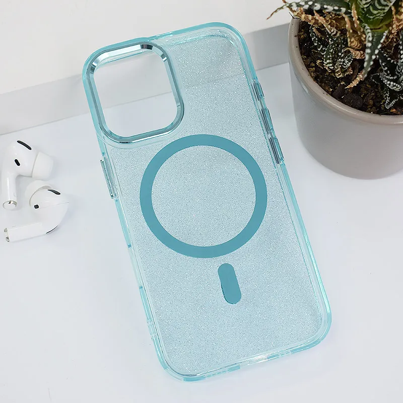 Maska za iPhone 16 Mag Case Glitter svetlo plava