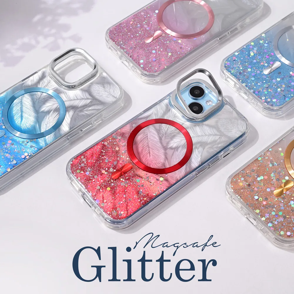 Maska za iPhone 16 Pro 6.3 Magsafe Glitter crvena