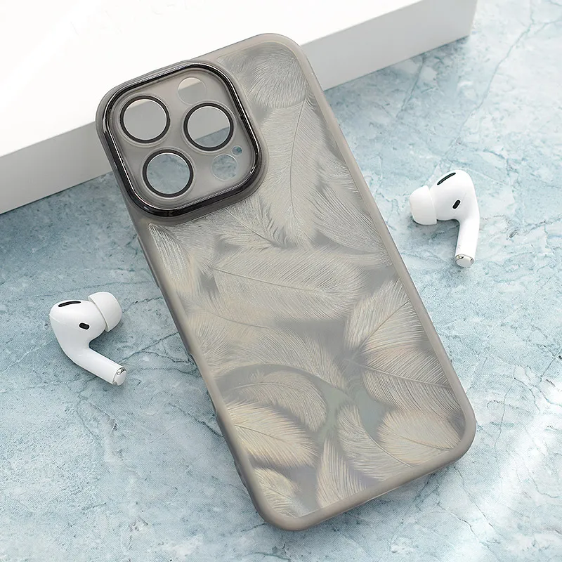 Maska za iPhone 16 Pro Glitter Feather crna