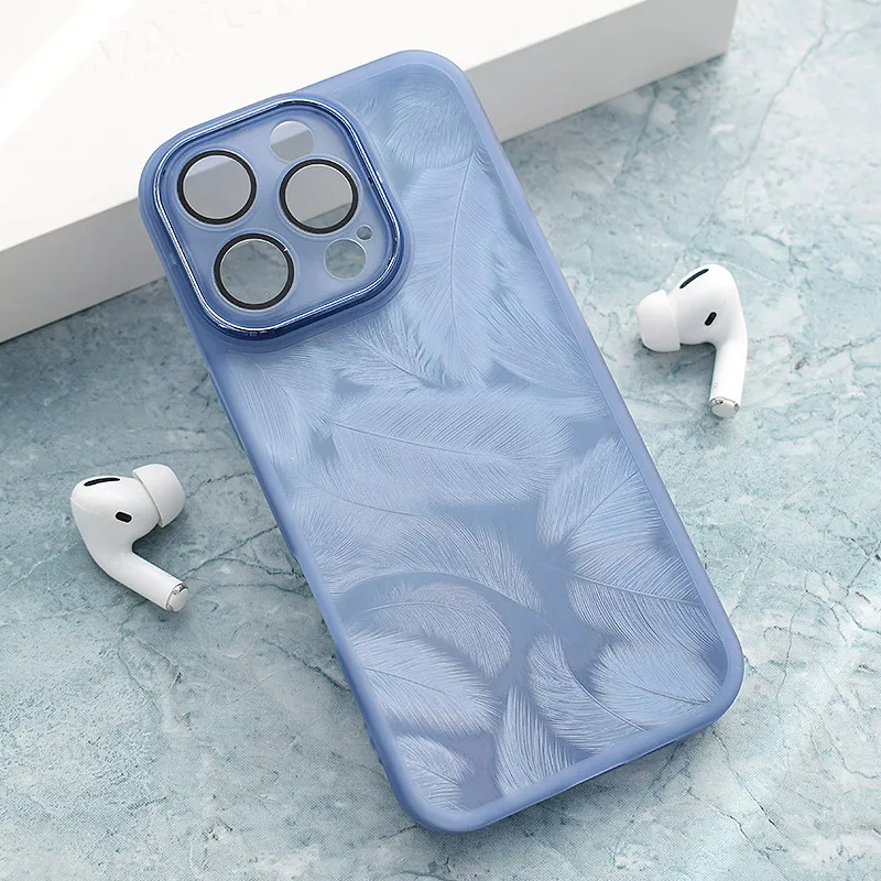 Maska za iPhone 16 Pro Glitter Feather plava