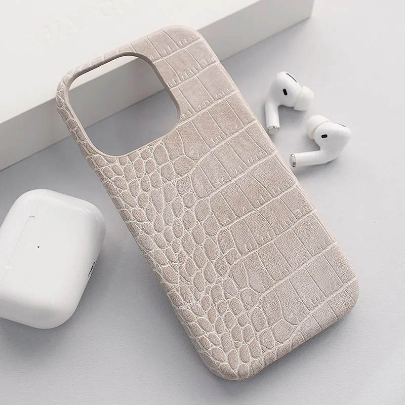 Maska za iPhone 16 Pro krem Croco Leather
