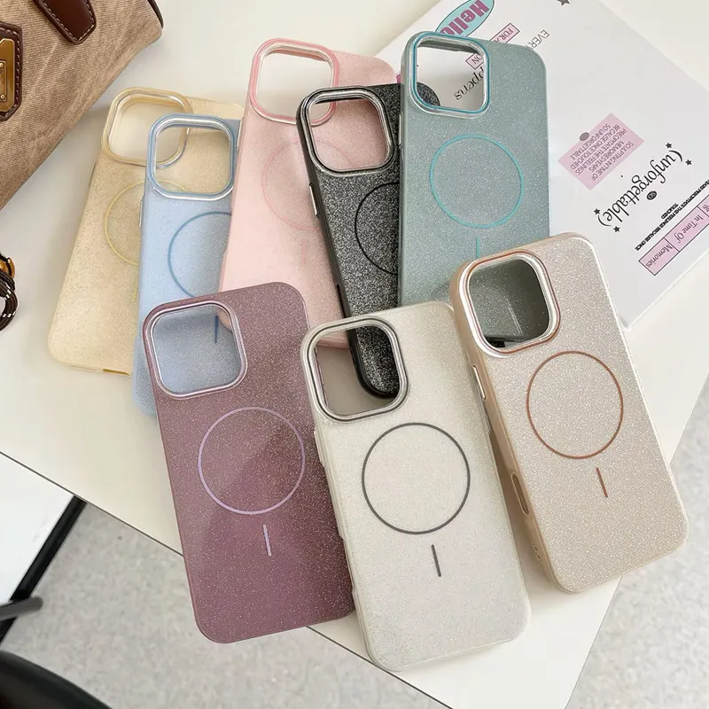 Maska za iPhone 16 Pro Mag Case Fashion Glitter roze