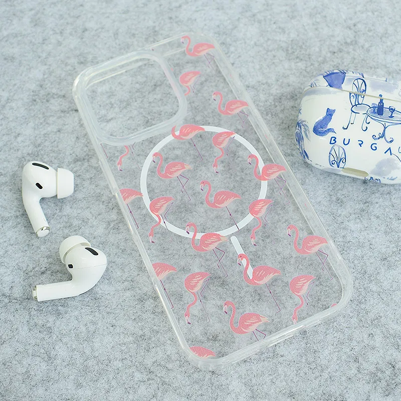 Maska za iPhone 16 Pro Max Tropical Flamingos Mag Case Nanobit Print