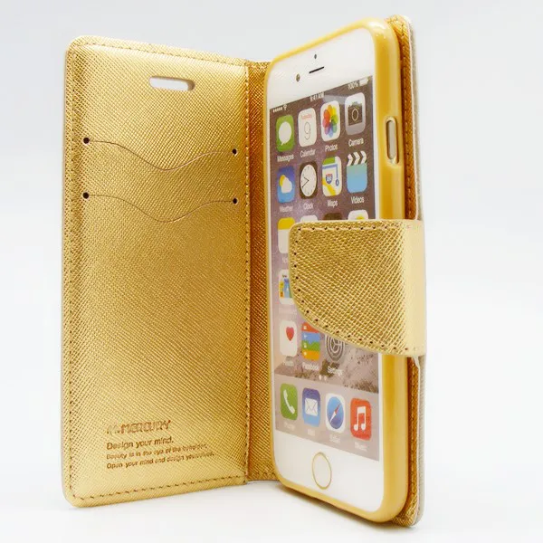 Maska za iPhone 6 na preklop Mercury zlatna