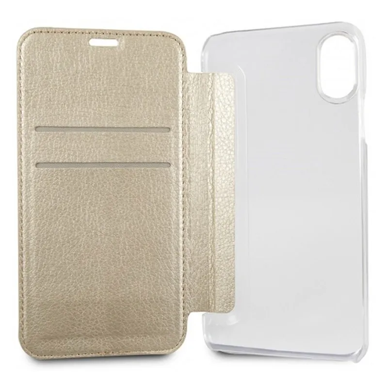 Maska za iPhone X zlatna na preklop Guess Book