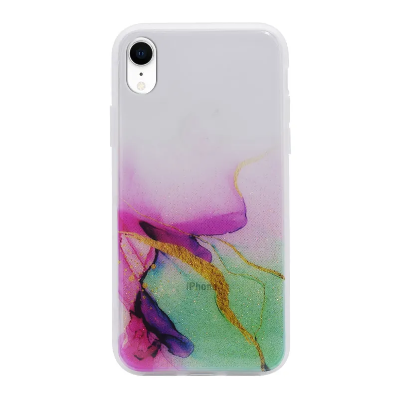 Maska za iPhone XR Water Spark transparent pink-zelena
