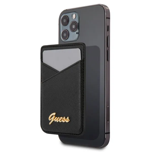Maska za kartice Guess Wallet Cardslot Sticker 3M Saffiano Script  crna (GUCHSSABK)
