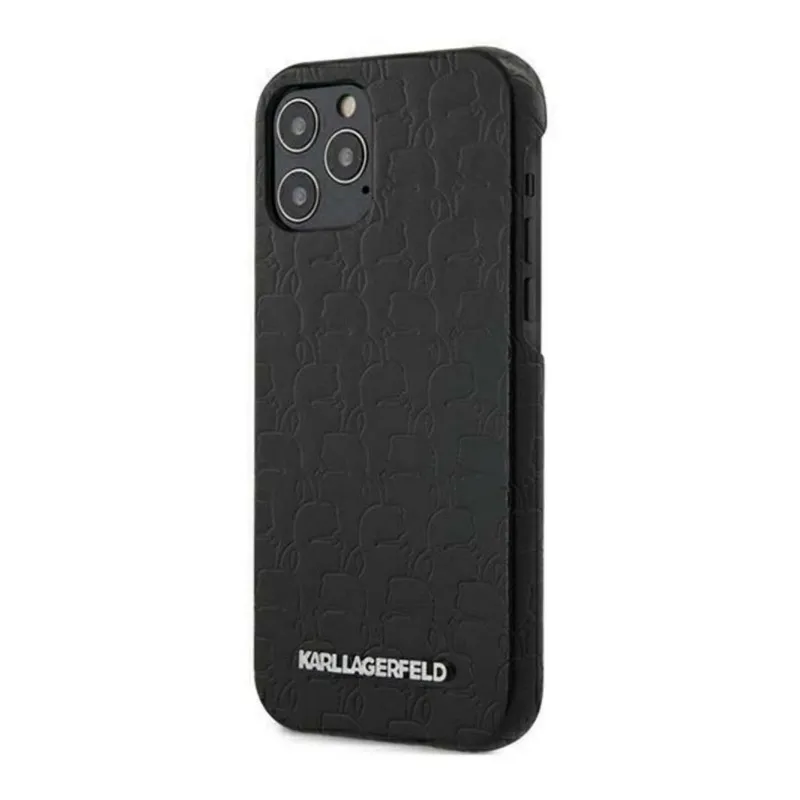 Maska za Leather iPhone 12 mini crna Karl Lagerfeld Pattern