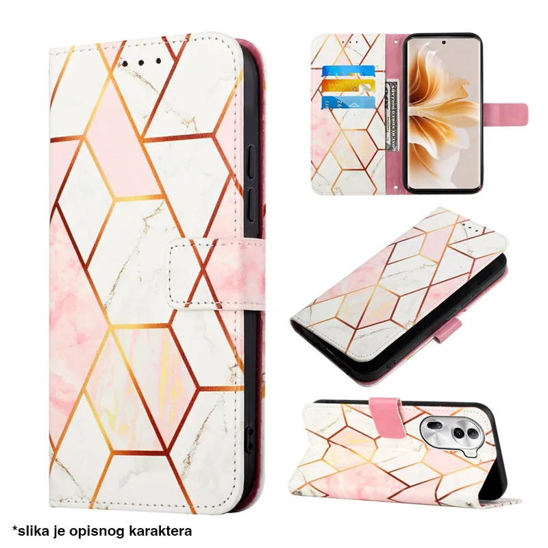 Maska za Samsung A16 5G/ A166B geometry na preklop Marble roze