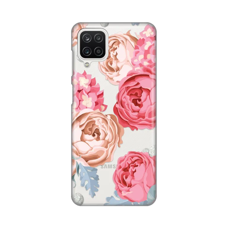 Maska za Samsung Galaxy A12 Silikonska Print Skin Pink Flowers