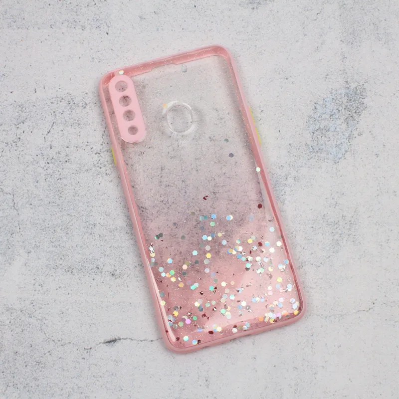 Maska za Samsung Galaxy A20s Frame Glitter roze