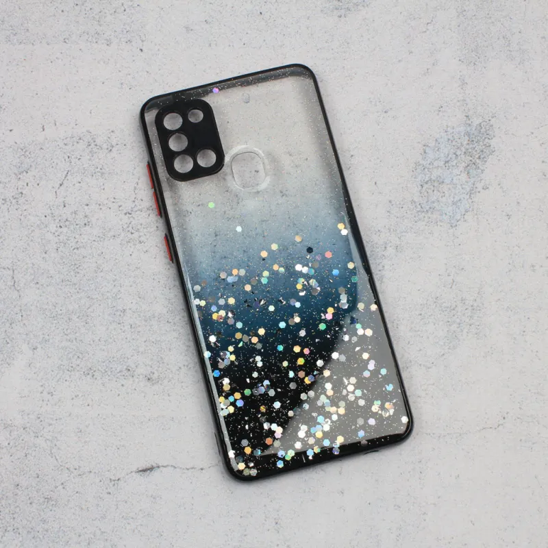 Maska za Samsung Galaxy A21s Frame Glitter crna
