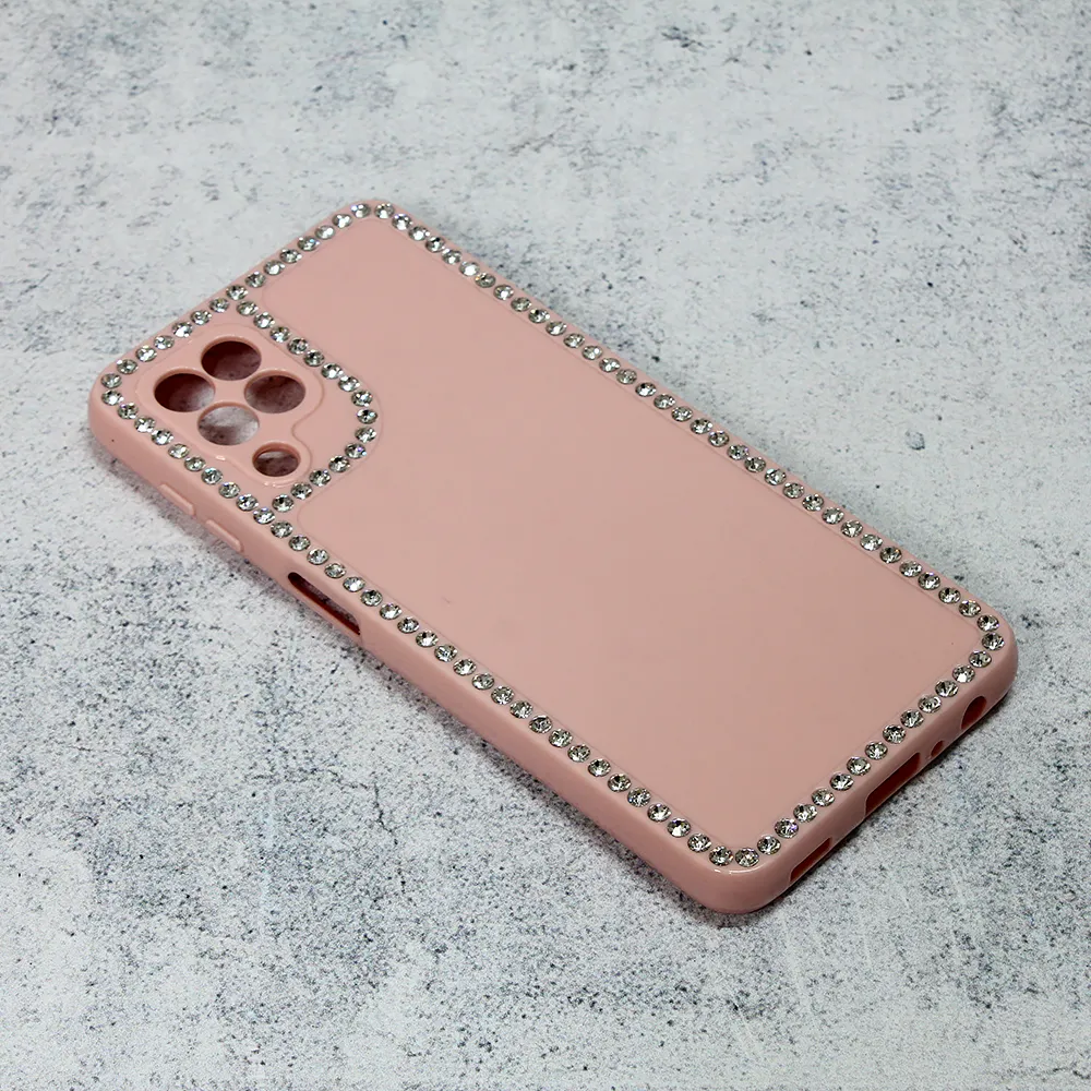 Maska za Samsung Galaxy A22 4G Frame Cirkon roze