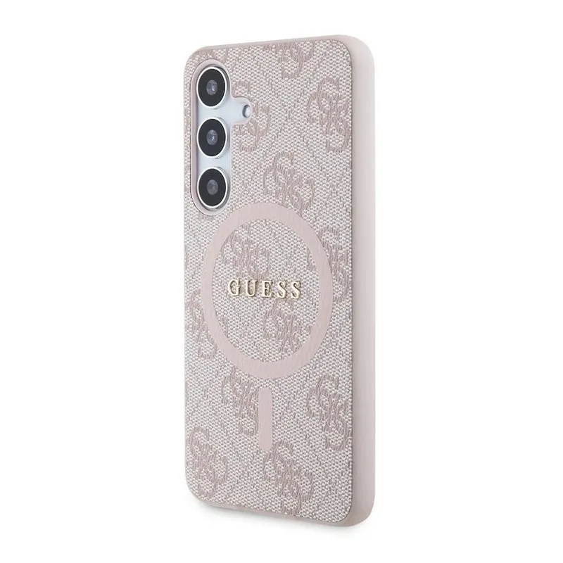 Maska za Samsung Galaxy S24/S921B Guess 4G Collection Leather Metal Logo MagSafe pink