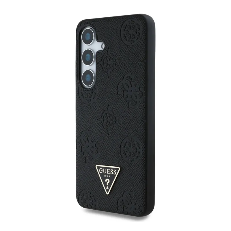 Maska za Samsung Galaxy S25/ S931B Guess Grained Hot Stamp Peony Pattern Triangle Logo MagSafe crna