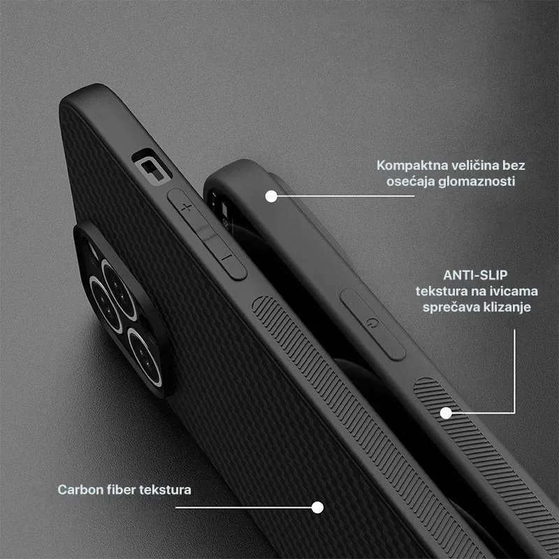 Maska za Tecno Spark 8C/ Spark 9 Carbon fiber crna